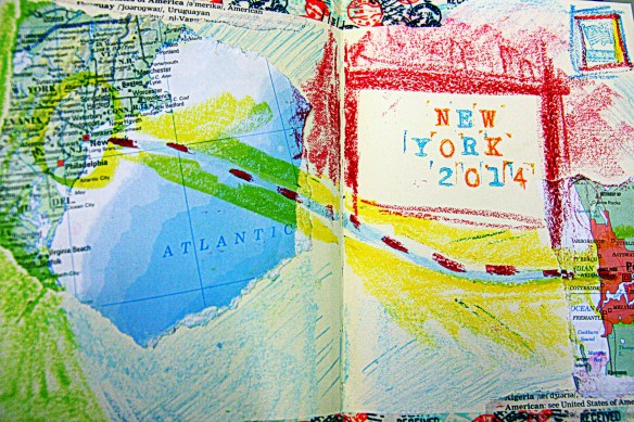 art journal page: Perth to New York