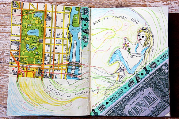 art journal page: curiouser and curiouser!