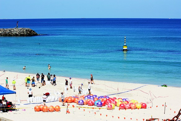 filling balls with sea water and air; work in progress