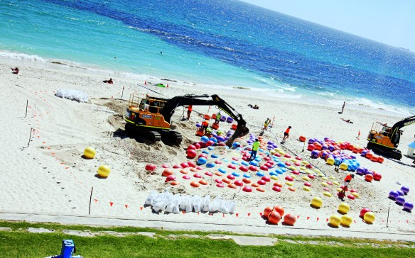 installation involved a digger and 100 volunteers