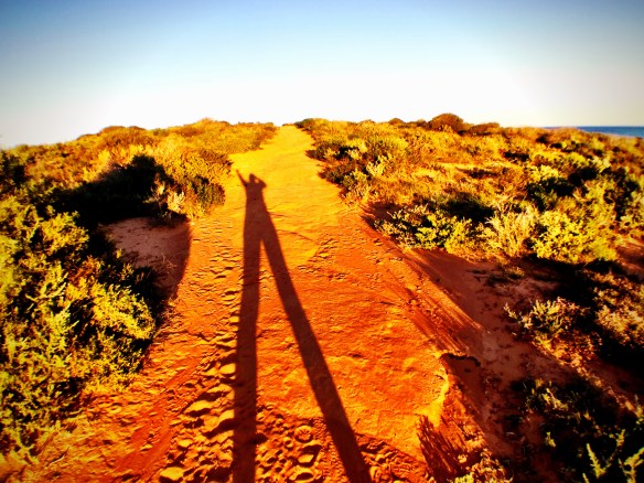 long shadows in red dirt, by @debsnet