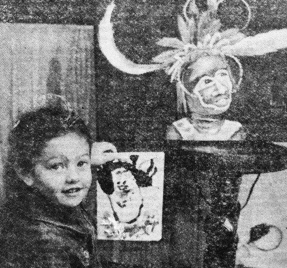from a 1980s newspaper clipping; me & my painting beside my mum's painting