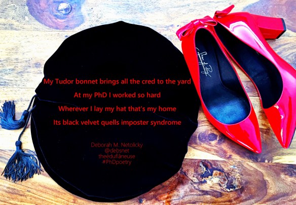 my Tudor bonnet and graduation shoes