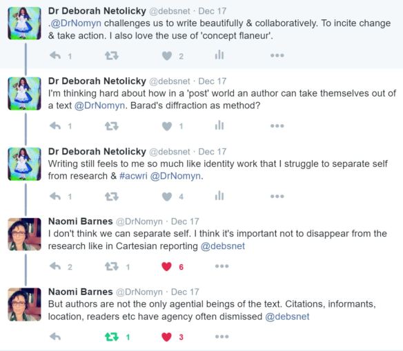 a Twitter exchange resulting from Naomi Barnes' blog post